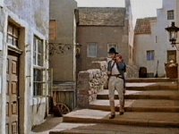 The soldier arrives at town